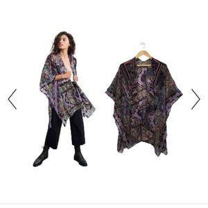 Anthropologie Shira Burnout Velvet Kimono